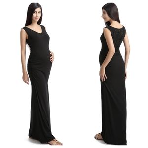 KIMI + KAI MATERNITY Navy Jane Lace Back Maxi Dress